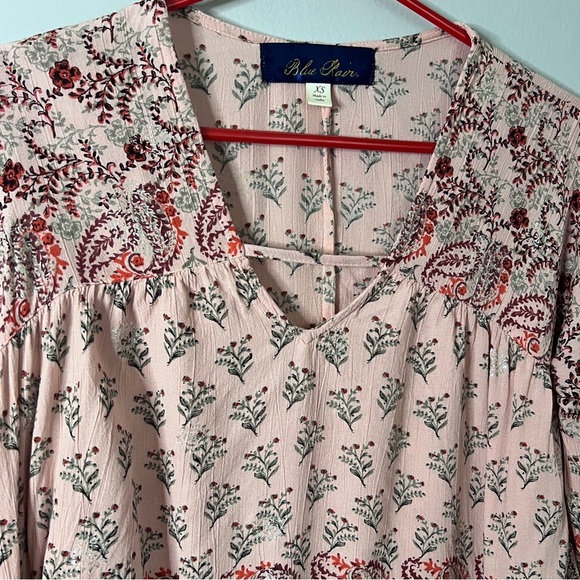 Blue Rain Peasant Style Pink and Red 3/4 Sleeve Blouse Size XS EUC - Picture 2 of 6
